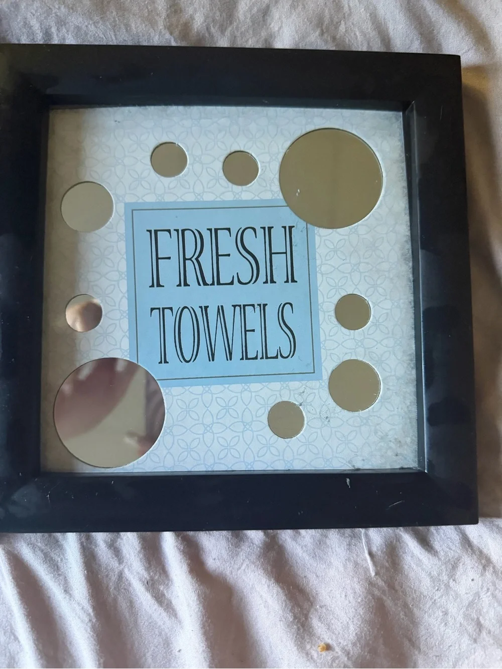 Black Framed Blue ‘Bath’ & ‘Fresh Towels’ Wall Art Set